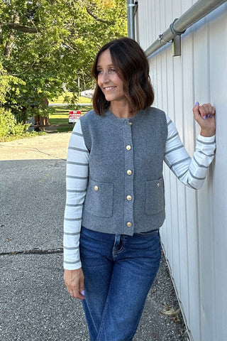 Aurora Heather Gray Classic Ribbed Top
