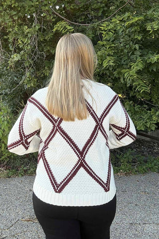 Charlie B Cabernet Crew Diamond Sweater