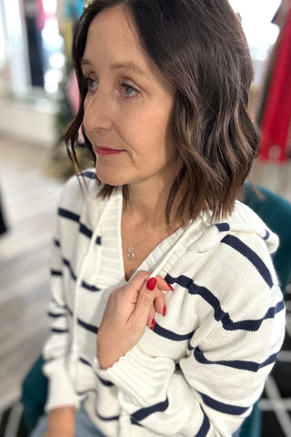 Rylee Striped Hoodie Sweater-2 COLORS