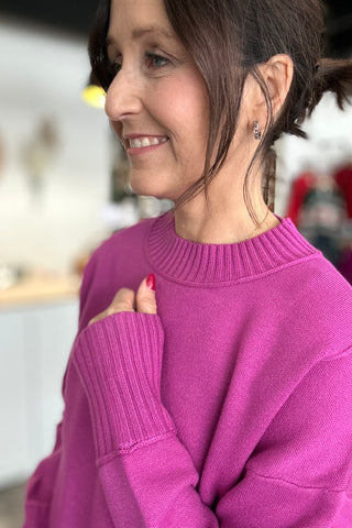Marley Magenta Mock Neck Sweater