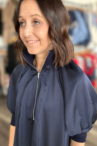 Celeste Navy Quarter Zip Mock Top
