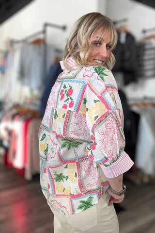 Lucille Pinstripe Collar Button Down Top