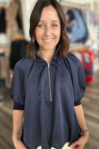 Celeste Navy Quarter Zip Mock Top