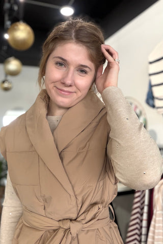 Jenni PADDED WRAP VEST WITH SHAWL COLLAR