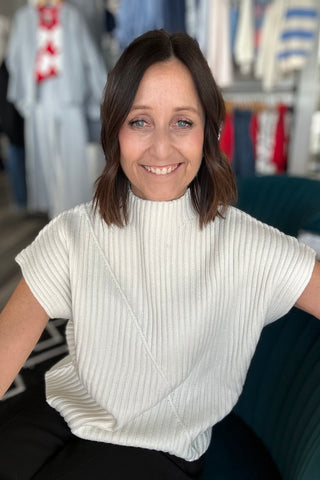 Ashley White Mock Neck Sweater