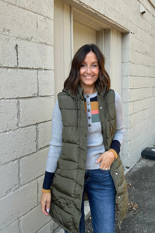 Madison Long Puffer Vests-3 colors!