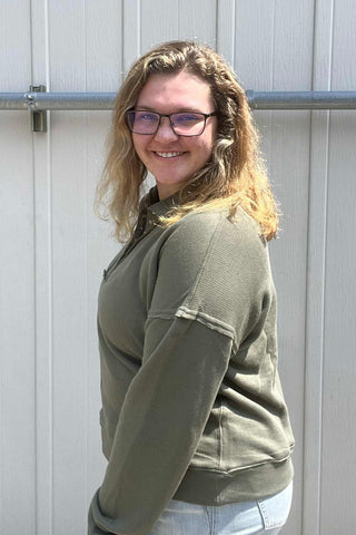 Karrie Green Snap Collar Pullover