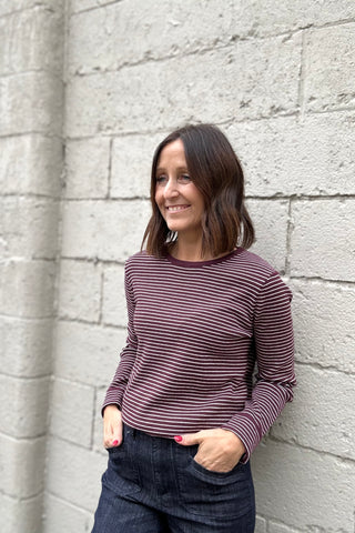 Hannah Plum Pinstripe Sweater