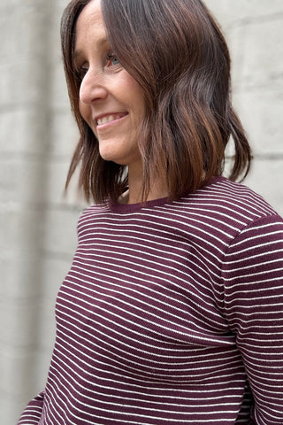 Hannah Plum Pinstripe Sweater