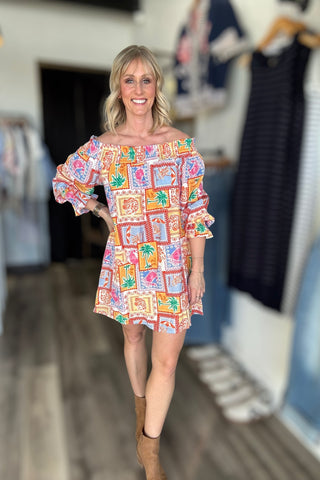 Maeve Ruffled Off Shoulder Mini Dress