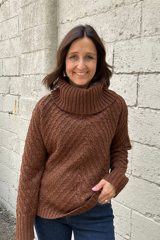 Charlie B Diagonal Cowl Neck Sweater