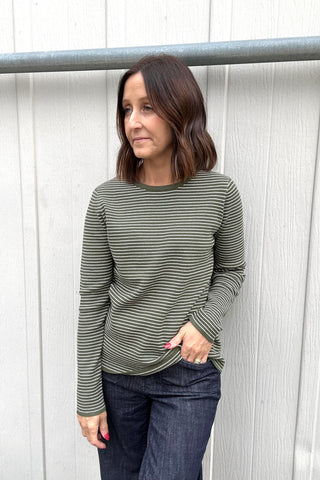 Millie Dark Olive Pinstripe Pullover