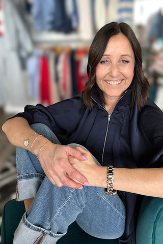 Celeste Navy Quarter Zip Mock Top