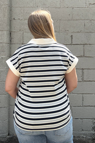 Ivy Stripe Collar Dolman Top