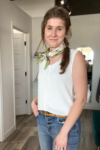 Whitney Off White Sleeveless Cardi