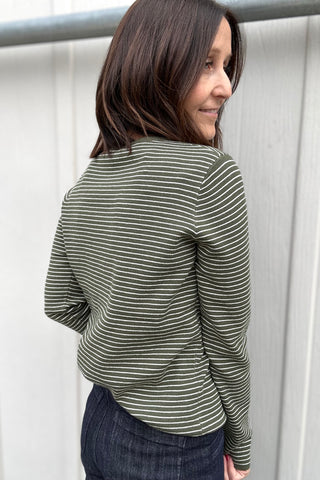 Millie Dark Olive Pinstripe Pullover