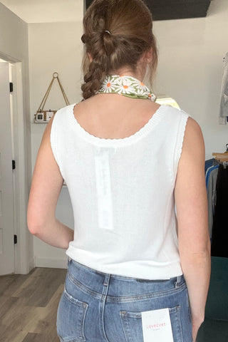 Whitney Off White Sleeveless Cardi