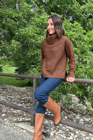 Charlie B Diagonal Cowl Neck Sweater