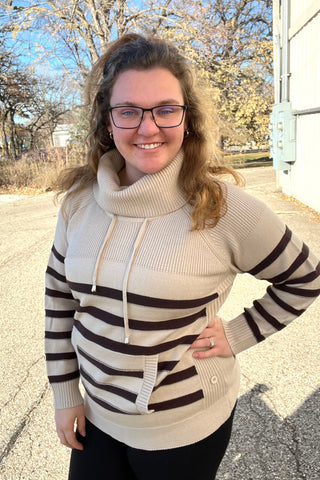 Coco Y Club Joanie Striped Cowl Neck Sweater