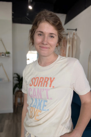 Sorry. Can't. Lake. Bye. Tee