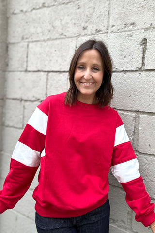 Katie Red Varsity Colorblock Top