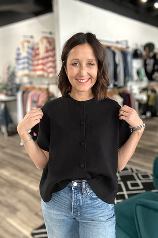 Mollie Cap Sleeve Button Down Vest Top