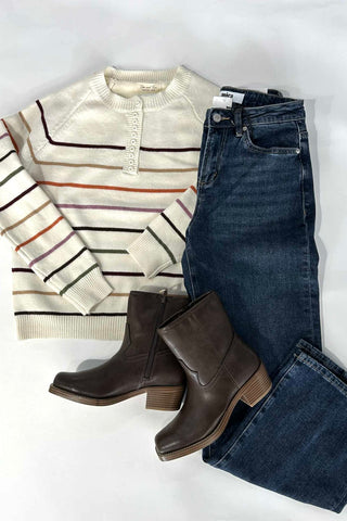Becca Multistripe Button Down Sweater