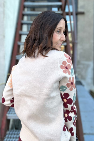Denna Taupe Floral Sweater