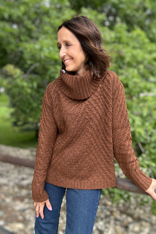 Charlie B Diagonal Cowl Neck Sweater