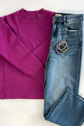 Marley Magenta Mock Neck Sweater