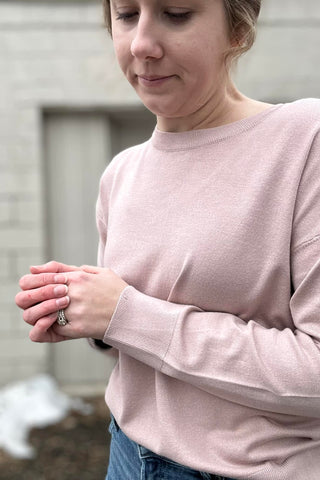 Simone Drop Shoulder Basic Crewneck Sweater