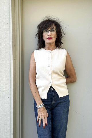 Sabrina Sleeveless Front Button Sweater