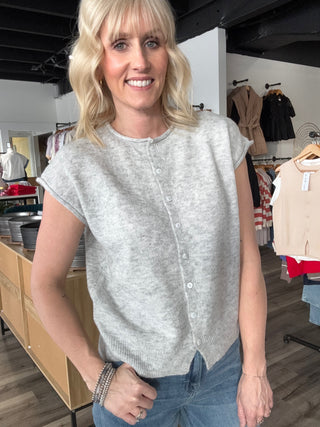 Louisa Heather Gray Short Sleeve Cardigan Top