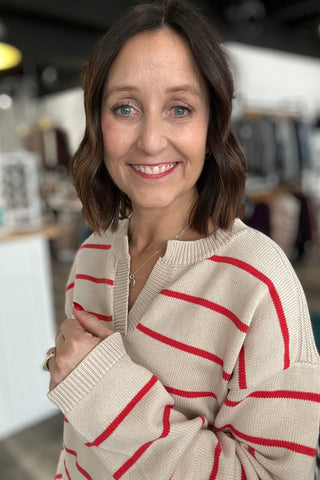 Miranda Stripe Split Neck Sweater