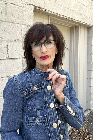 APNY Medium Indigo Collarless Jacket