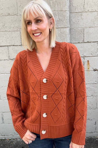 Reece Rust Button Button Up Cardigan