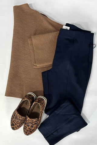 APNY Navy Pull on Ponte Pant w/ Split Hem