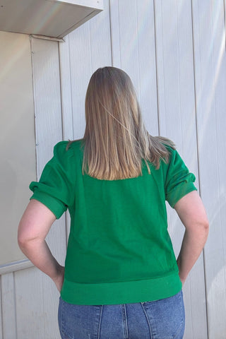 Abi Round Neck Puff Sleeve Top - The Funky Zebras Clear Lake