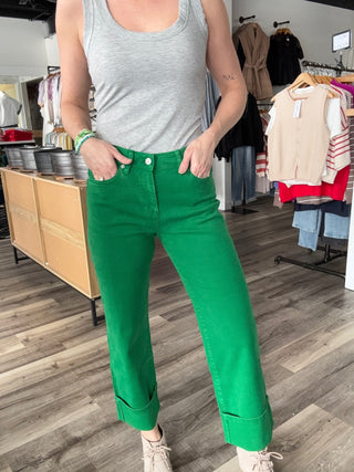 Annelise High Rise Wide Straight Leg Crop Jeans - The Funky Zebras Clear Lake