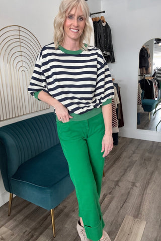 Annelise High Rise Wide Straight Leg Crop Jeans - The Funky Zebras Clear Lake