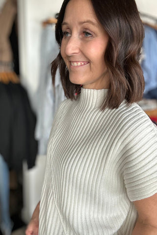 Ashley White Mock Neck Sweater - The Funky Zebras Clear Lake
