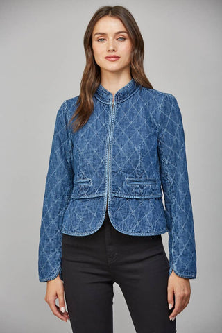 Marie ZIP-UP FRONT CLOSURE QUILTED DENIM JACKET