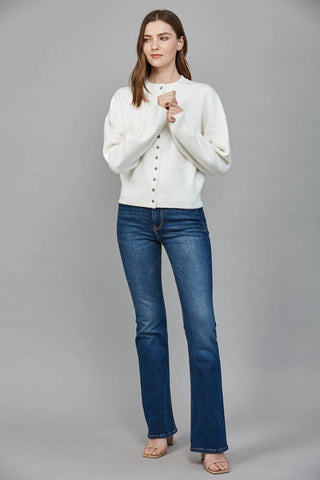 Sylvie ROUND NECKLINE BUTTON CLOSURE CARDIGAN