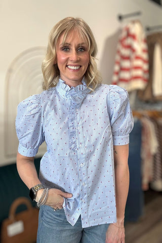 Belin Puff Sleeve Mini Dot Top - The Funky Zebras Clear Lake