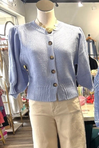 Betti Light Blue Button Down Sweater Cardigan - The Funky Zebras Clear Lake