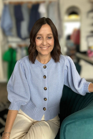 Betti Light Blue Button Down Sweater Cardigan - The Funky Zebras Clear Lake