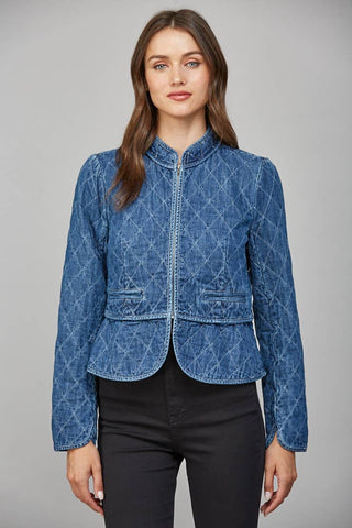 Marie ZIP-UP FRONT CLOSURE QUILTED DENIM JACKET