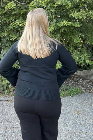 Charlie B Black Mock Neck with Zipper - The Funky Zebras Clear Lake