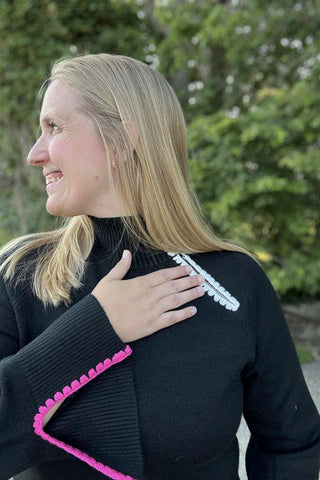 Charlie B Black Mock Neck with Zipper - The Funky Zebras Clear Lake