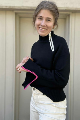 Charlie B Black Mock Neck with Zipper - The Funky Zebras Clear Lake